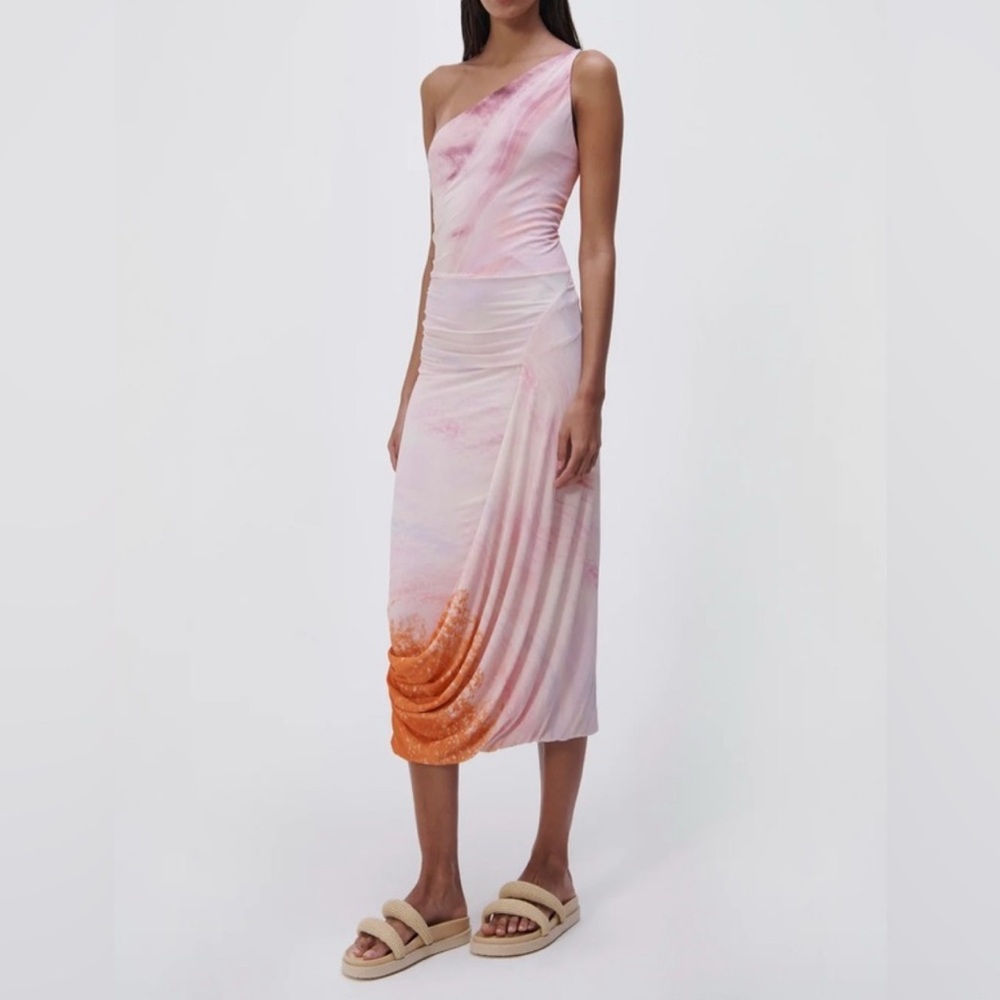 JONATHAN SIMKHAI Havana Marble Tie Dye  Print Midi Dress size XS